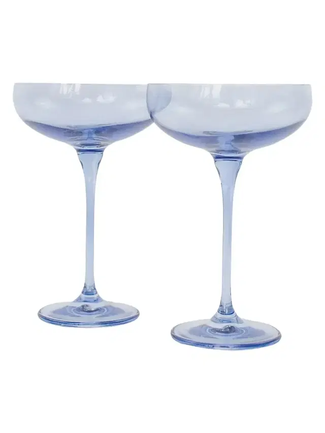 Estelle Colored Glass Champagne Coupe 2-Piece Stem Glass Set