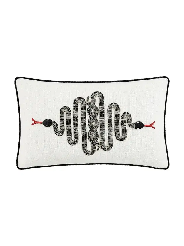 Jonathan Adler Snake Embroidered Pillow