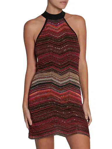 Missoni Women's Shimmer Chevron Halter Minidress | Thumbnail 3