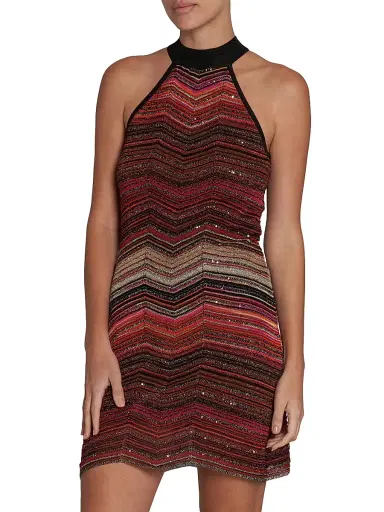 Missoni Women's Shimmer Chevron Halter Minidress | Thumbnail 4