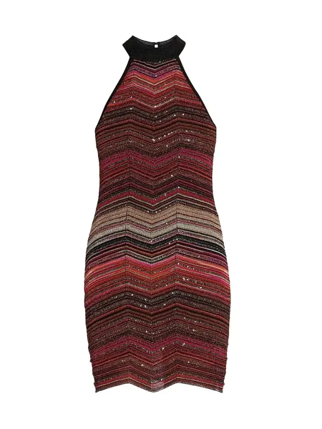 Missoni Women's Shimmer Chevron Halter Minidress