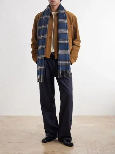Johnstons of Elgin Doune Fringed Checked Scarf - Men | Thumbnail 2 Johnstons of Elgin Doune Fringed Checked Scarf - Men | Thumbnail 2