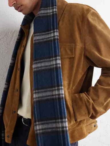 Johnstons of Elgin Doune Fringed Checked Scarf - Men | Thumbnail 3 Johnstons of Elgin Doune Fringed Checked Scarf - Men | Thumbnail 3