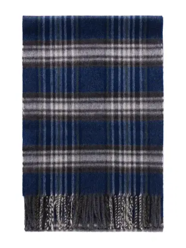Johnstons of Elgin Doune Fringed Checked Scarf - Men | Thumbnail 1 Johnstons of Elgin Doune Fringed Checked Scarf - Men | Thumbnail 1