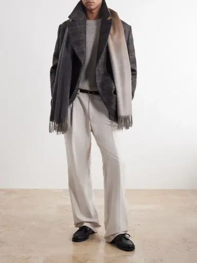 Johnstons of Elgin Umbra Fringed Cashmere Scarf - Men | Thumbnail 2