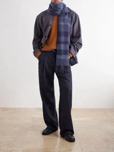 Johnstons of Elgin Tantallon Fringed Checked Cashmere Scarf - Men | Thumbnail 2