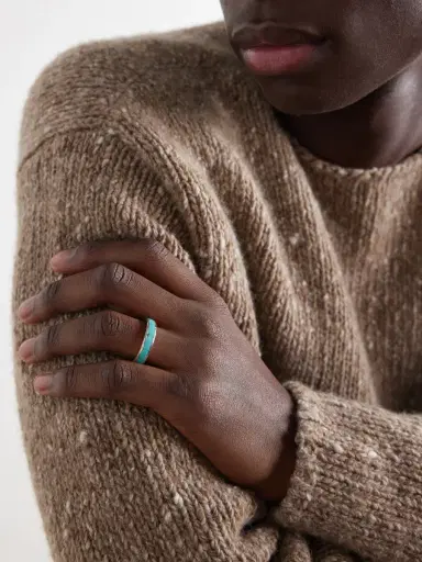 Peyote Bird Infinity Sterling Silver and Turquoise Ring - Men | Thumbnail 2 Peyote Bird Infinity Sterling Silver and Turquoise Ring - Men | Thumbnail 2