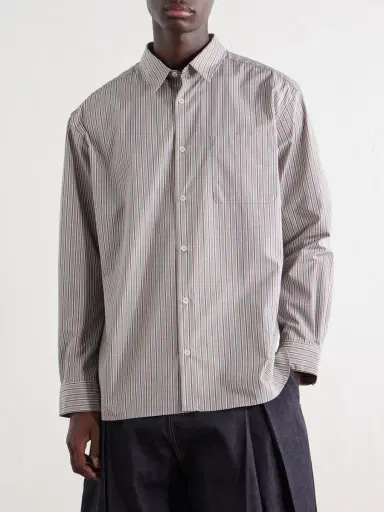 A.P.C. Malo Striped Cotton-Poplin Shirt - Men | Thumbnail 3