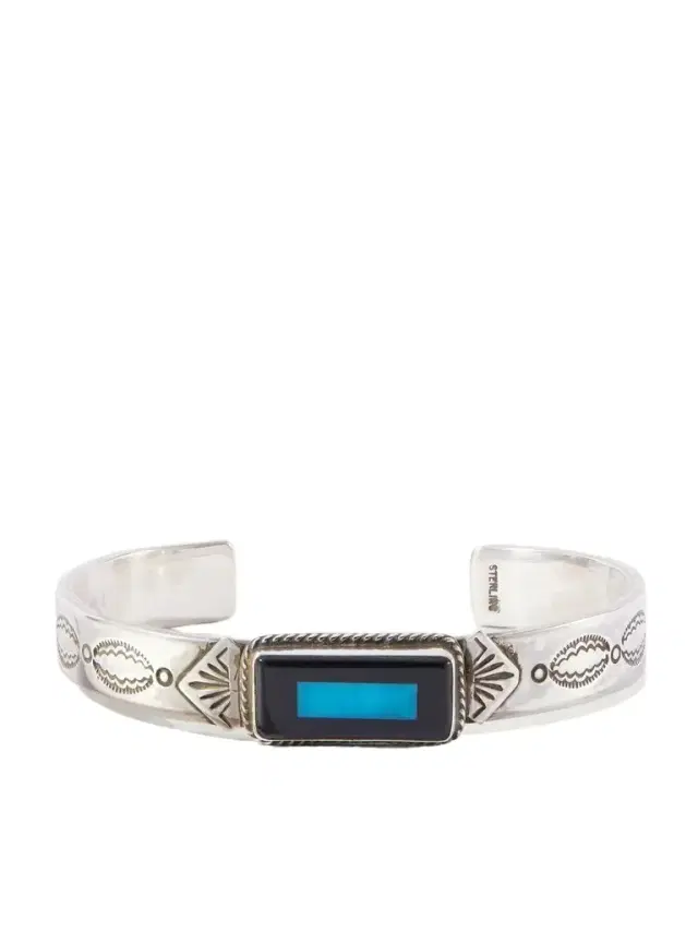 Peyote Bird Luke Sterling Silver, Onyx and Turquoise Bracelet - Men
