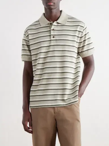 A.P.C. Joe Striped Cotton-Piqué Polo Shirt - Men | Thumbnail 3