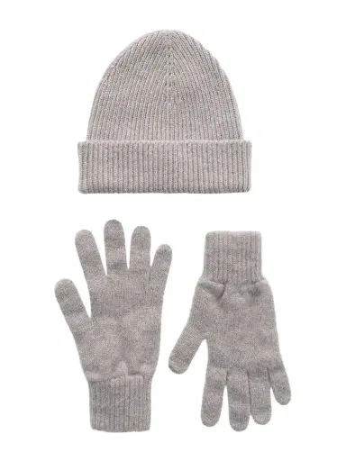 Johnstons of Elgin Ribbed Gloves and Beanie Cashmere Set - Men | Thumbnail 1 Johnstons of Elgin Ribbed Gloves and Beanie Cashmere Set - Men | Thumbnail 1