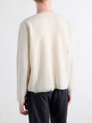 Second/Layer Distressed Waffle-Knit Wool and Cashmere-Blend Sweater - Men | Thumbnail 4