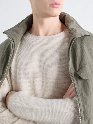 Second/Layer Distressed Waffle-Knit Wool and Cashmere-Blend Sweater - Men | Thumbnail 5