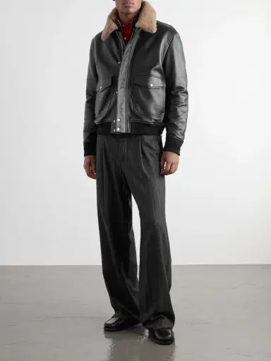 MR P. Shearling-Trimmed Full-Grain Leather Blouson Jacket - Men | Thumbnail 2