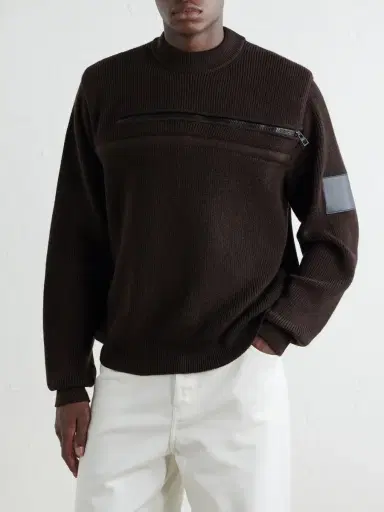 Loewe Panelled Zippered Wool-Blend Sweater - Men | Thumbnail 3
