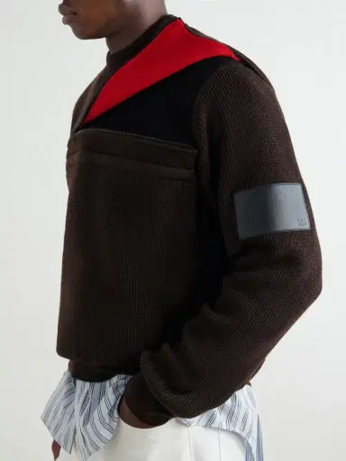 Loewe Panelled Zippered Wool-Blend Sweater - Men | Thumbnail 5