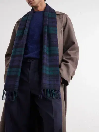 Johnstons of Elgin Checked Cashmere Scarf - Men | Thumbnail 3 Johnstons of Elgin Checked Cashmere Scarf - Men | Thumbnail 3