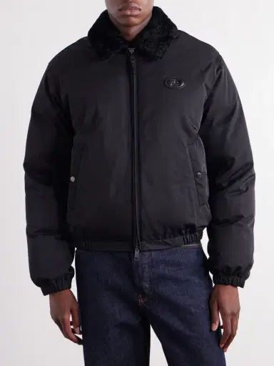 Burberry Logo-Appliqué Shearling and Leather-Trimmed Padded Shell Blouson Jacket - Men | Thumbnail 3