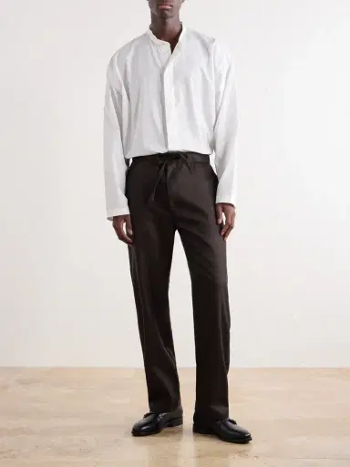 De Bonne Facture Lounge Straight-Leg Wool Drawstring Trousers - Men | Thumbnail 2
