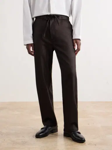 De Bonne Facture Lounge Straight-Leg Wool Drawstring Trousers - Men | Thumbnail 3