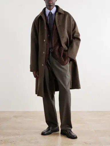 De Bonne Facture Straight-Leg Pleated Puppytooth Wool-Flannel Trousers - Men | Thumbnail 2