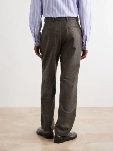 De Bonne Facture Straight-Leg Pleated Puppytooth Wool-Flannel Trousers - Men | Thumbnail 4
