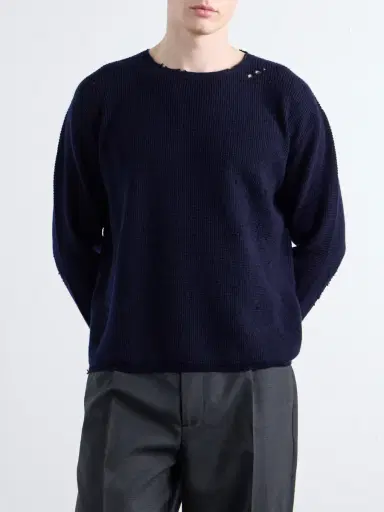 Second/Layer Distressed Waffle-Knit Wool and Cashmere-Blend Sweater - Men | Thumbnail 3