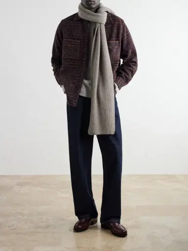Johnstons of Elgin Ribbed Cashmere Scarf - Men | Thumbnail 2 Johnstons of Elgin Ribbed Cashmere Scarf - Men | Thumbnail 2