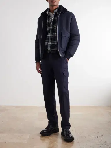 MR P. Shearling-Trimmed Suede Bomber Jacket - Men | Thumbnail 2