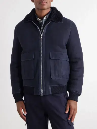 MR P. Shearling-Trimmed Suede Bomber Jacket - Men | Thumbnail 3