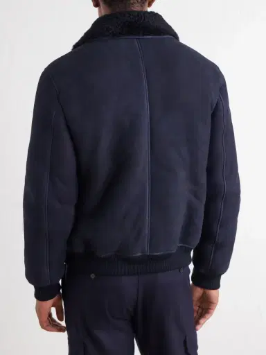 MR P. Shearling-Trimmed Suede Bomber Jacket - Men | Thumbnail 4