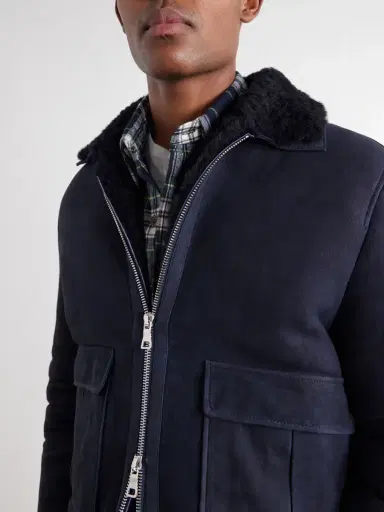MR P. Shearling-Trimmed Suede Bomber Jacket - Men | Thumbnail 5
