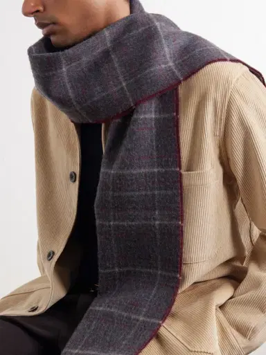 Johnstons of Elgin Urquhart Checked Cashmere Scarf - Men | Thumbnail 3 Johnstons of Elgin Urquhart Checked Cashmere Scarf - Men | Thumbnail 3