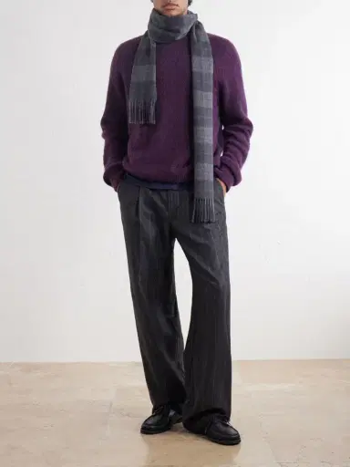 Johnstons of Elgin Glamis Fringed Checked Cashmere Scarf - Men | Thumbnail 2 Johnstons of Elgin Glamis Fringed Checked Cashmere Scarf - Men | Thumbnail 2
