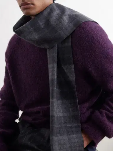 Johnstons of Elgin Glamis Fringed Checked Cashmere Scarf - Men | Thumbnail 3 Johnstons of Elgin Glamis Fringed Checked Cashmere Scarf - Men | Thumbnail 3