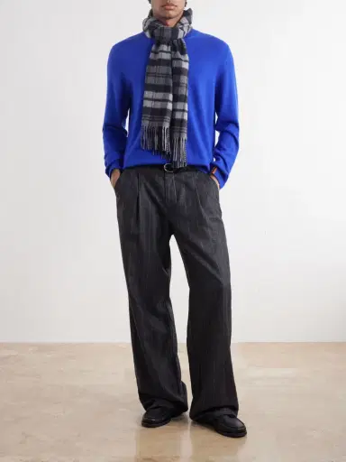 Johnstons of Elgin Fringed Checked Cashmere Scarf - Men | Thumbnail 2 Johnstons of Elgin Fringed Checked Cashmere Scarf - Men | Thumbnail 2