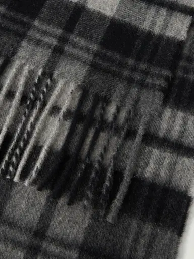 Johnstons of Elgin Fringed Checked Cashmere Scarf - Men | Thumbnail 4 Johnstons of Elgin Fringed Checked Cashmere Scarf - Men | Thumbnail 4