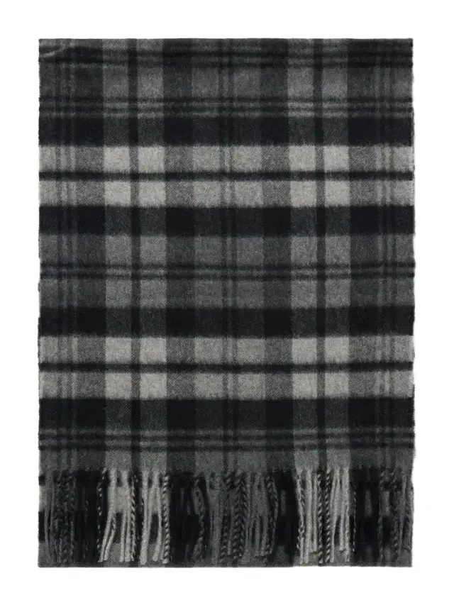 Johnstons of Elgin Fringed Checked Cashmere Scarf - Men