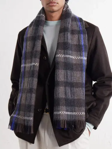 Johnstons of Elgin Hirta Checked Cashmere Scarf - Men | Thumbnail 3 Johnstons of Elgin Hirta Checked Cashmere Scarf - Men | Thumbnail 3