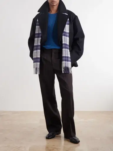 Johnstons of Elgin Fringed Checked Cashmere Scarf - Men | Thumbnail 2 Johnstons of Elgin Fringed Checked Cashmere Scarf - Men | Thumbnail 2