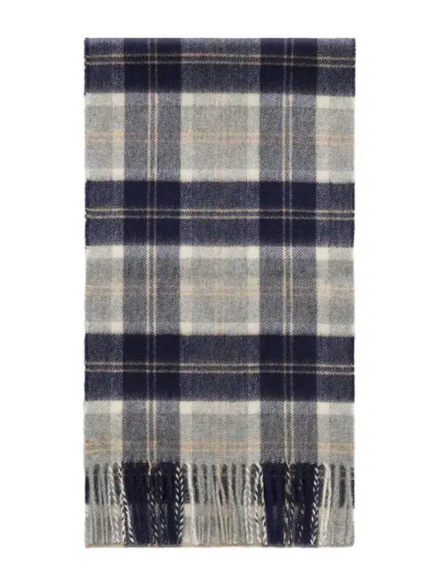Johnstons of Elgin Fringed Checked Cashmere Scarf - Men