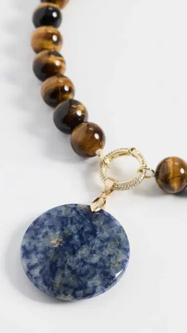 By Adina Eden Tiger Eye Earth Drop Pendant Necklace | Thumbnail 4