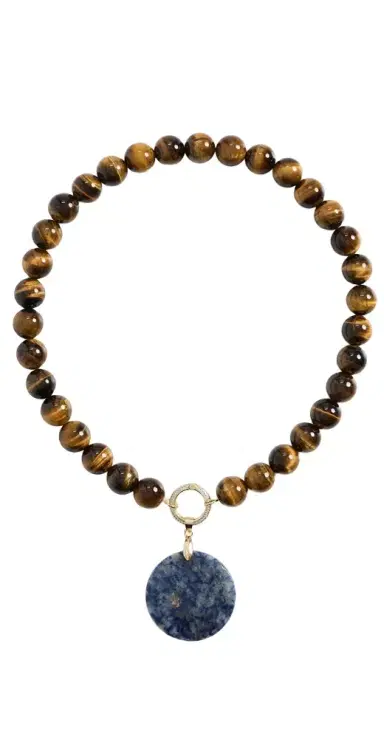 By Adina Eden Tiger Eye Earth Drop Pendant Necklace | Thumbnail 1