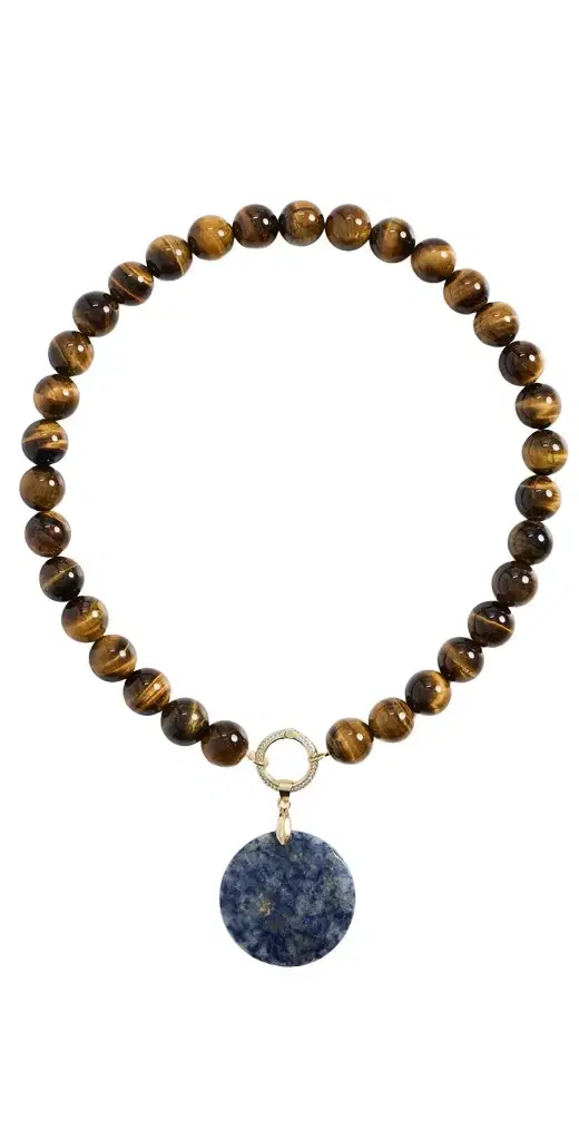 By Adina Eden Tiger Eye Earth Drop Pendant Necklace