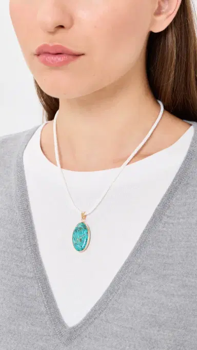 By Adina Eden Aqua Blue Pendant Twisted Rope Necklace | Thumbnail 3