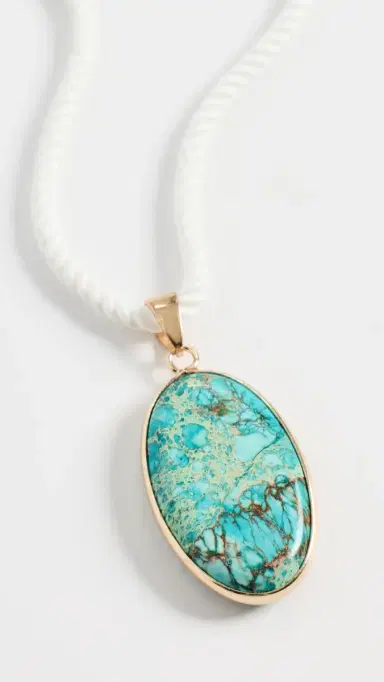 By Adina Eden Aqua Blue Pendant Twisted Rope Necklace | Thumbnail 5