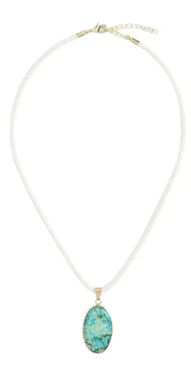 By Adina Eden Aqua Blue Pendant Twisted Rope Necklace | Thumbnail 1