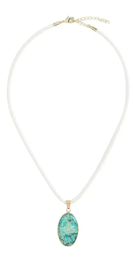 Aqua Blue Pendant Twisted Rope Necklace