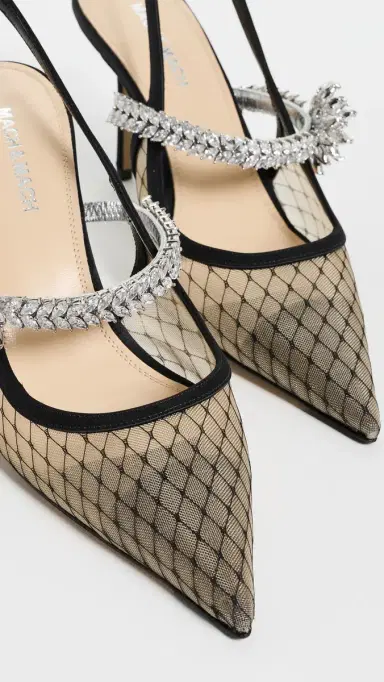Mach & Mach Lotus Flower Fishnet Slingback Pumps | Thumbnail 6