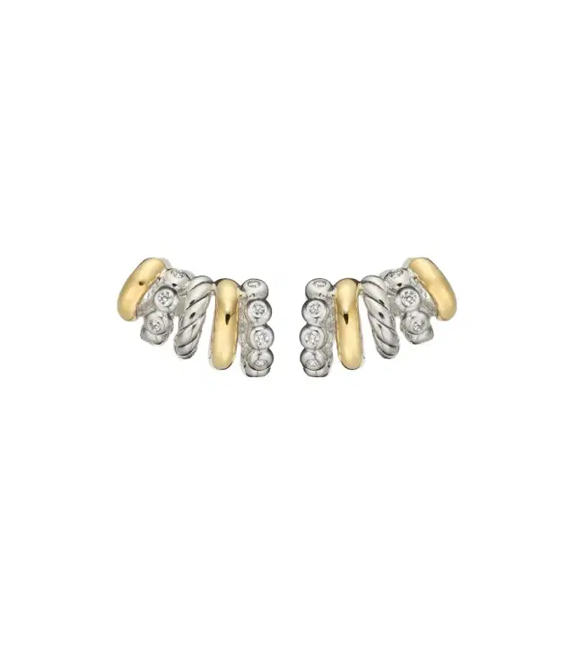 DY Mercer sterling silver and 18kt gold hoop earrings with diamonds